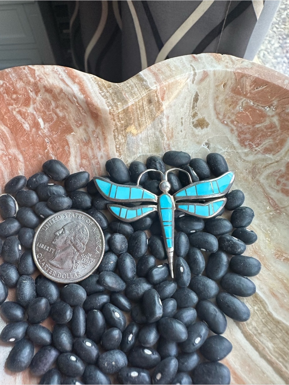 Inlay Turquoise Dragonfly Pin - Sterling Silver 🩵